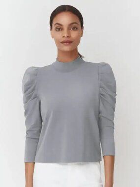 Cuyana French Terry Puff Sleeve Sweatshirt Size Small